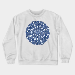 Navy Days Mandala - Intricate Digital Illustration - Colorful Vibrant and Eye-catching Design for printing on t-shirts, wall art, pillows, phone cases, mugs, tote bags, notebooks and more Crewneck Sweatshirt